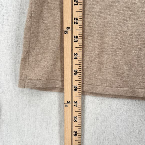 ENZA COSTA Fine Cashmere Knitted V-neck Sweater Medium Large Oatmeal Long Sleeve - Picture 15 of 15